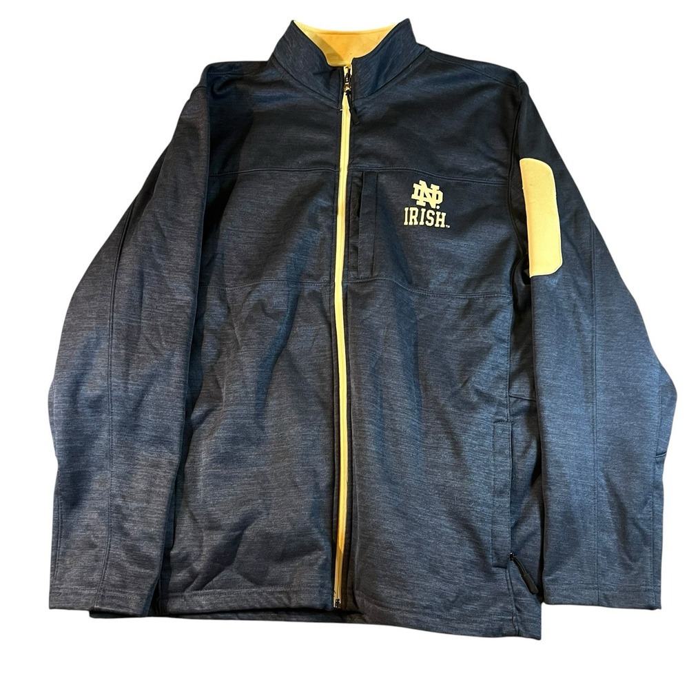 VTG Colosseum Mens Notre Dame Irish Full Zip Mock‎ Neck Sweater Pullover Size XL